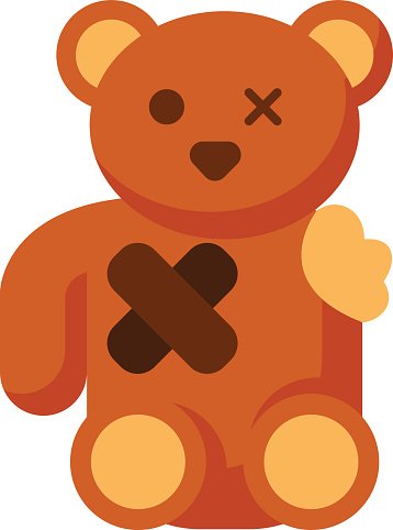 103783459 broken toy bear vector illustration